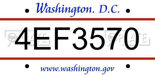 4EF3570 District Of Columbia License Plate