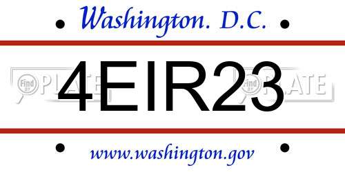 4EIR23 District Of Columbia License Plate