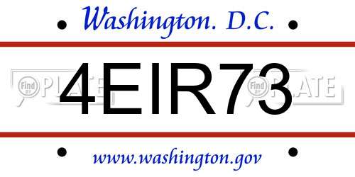 4EIR73 District Of Columbia License Plate