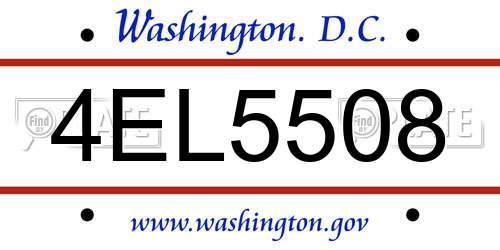 4EL5508 District Of Columbia License Plate
