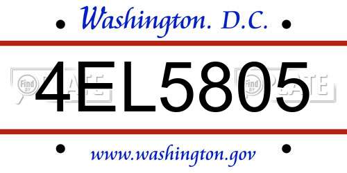 4EL5805 District Of Columbia License Plate