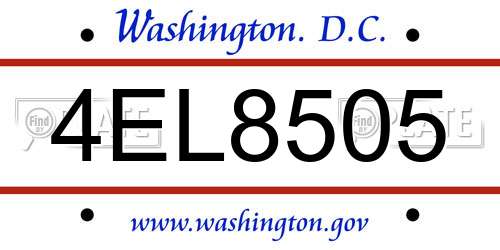 4EL8505 District Of Columbia License Plate