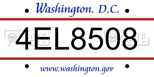 4EL8508 District Of Columbia License Plate