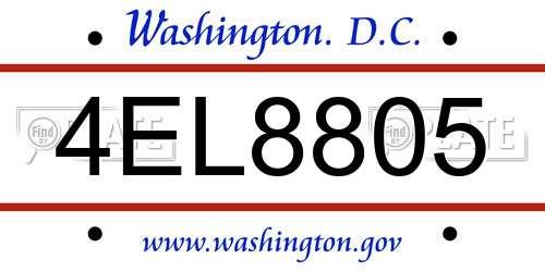 4EL8805 District Of Columbia License Plate