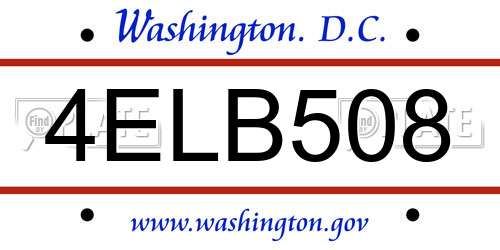 4ELB508 District Of Columbia License Plate