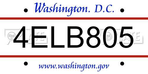4ELB805 District Of Columbia License Plate