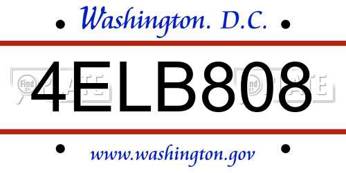 4ELB808 District Of Columbia License Plate