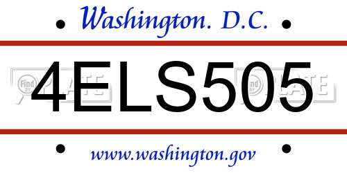 4ELS505 District Of Columbia License Plate