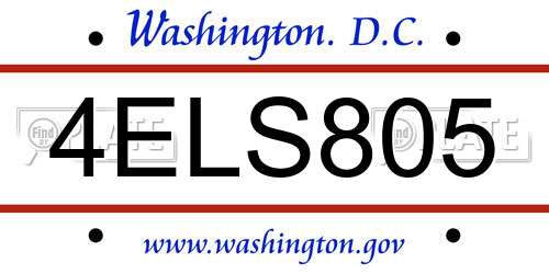 4ELS805 District Of Columbia License Plate