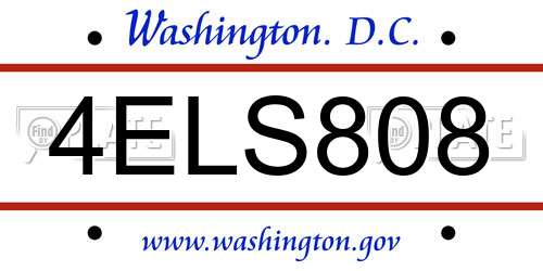4ELS808 District Of Columbia License Plate