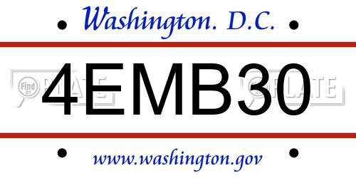 4EMB30 District Of Columbia License Plate