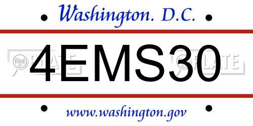 4EMS30 District Of Columbia License Plate