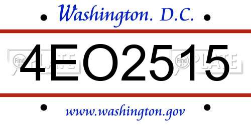 4EO2515 District Of Columbia License Plate