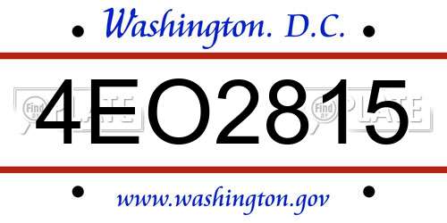 4EO2815 District Of Columbia License Plate