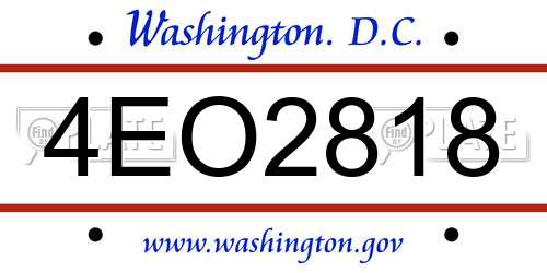 4EO2818 District Of Columbia License Plate
