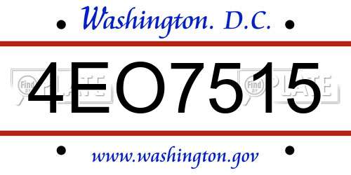 4EO7515 District Of Columbia License Plate