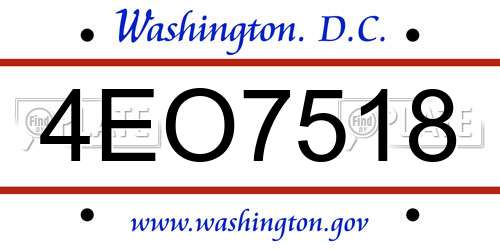 4EO7518 District Of Columbia License Plate
