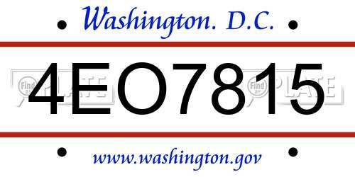 4EO7815 District Of Columbia License Plate