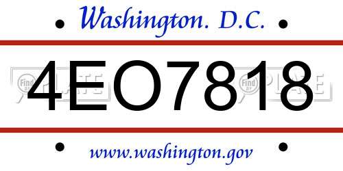 4EO7818 District Of Columbia License Plate