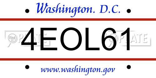 4EOL61 District Of Columbia License Plate