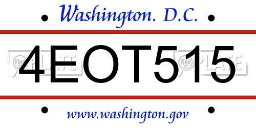 4EOT515 District Of Columbia License Plate