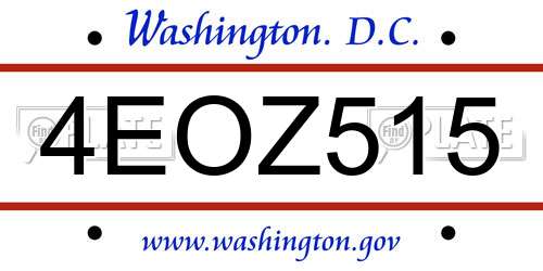 4EOZ515 District Of Columbia License Plate