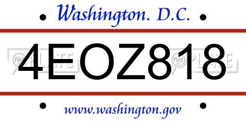 4EOZ818 District Of Columbia License Plate