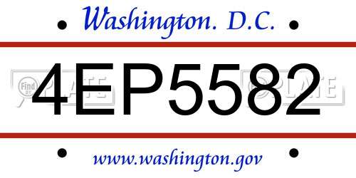4EP5582 District Of Columbia License Plate