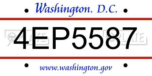4EP5587 District Of Columbia License Plate
