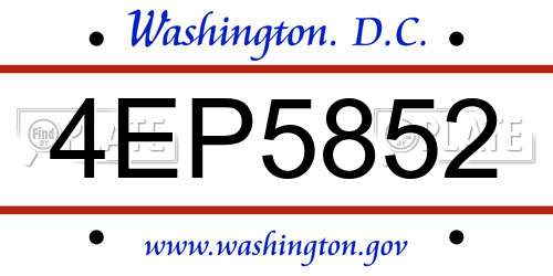 4EP5852 District Of Columbia License Plate