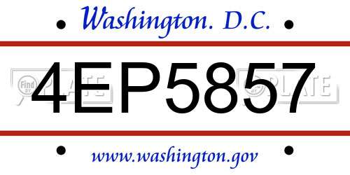 4EP5857 District Of Columbia License Plate