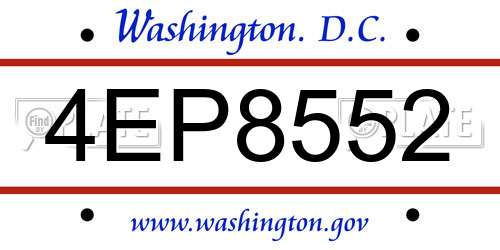 4EP8552 District Of Columbia License Plate