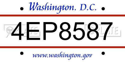 4EP8587 District Of Columbia License Plate