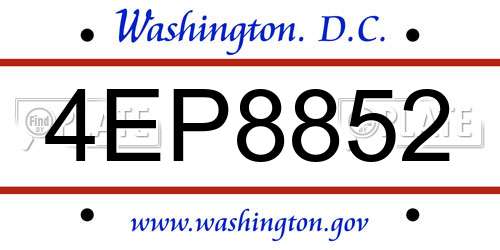 4EP8852 District Of Columbia License Plate