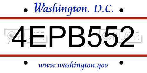 4EPB552 District Of Columbia License Plate