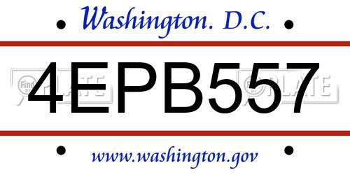 4EPB557 District Of Columbia License Plate