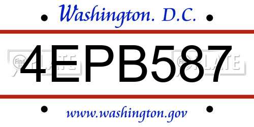 4EPB587 District Of Columbia License Plate