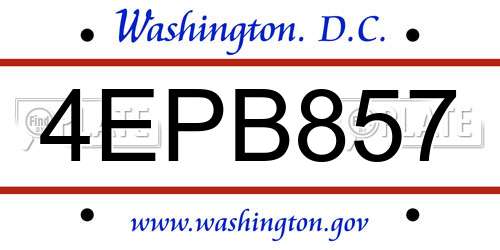 4EPB857 District Of Columbia License Plate