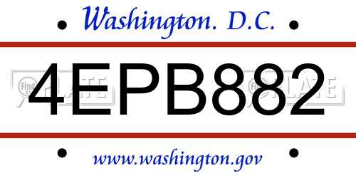 4EPB882 District Of Columbia License Plate