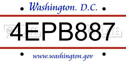 4EPB887 District Of Columbia License Plate