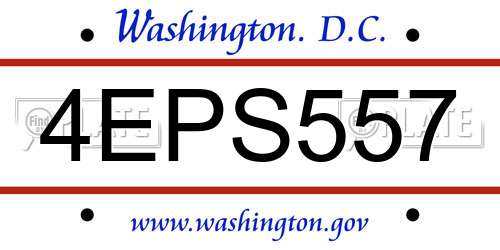 4EPS557 District Of Columbia License Plate