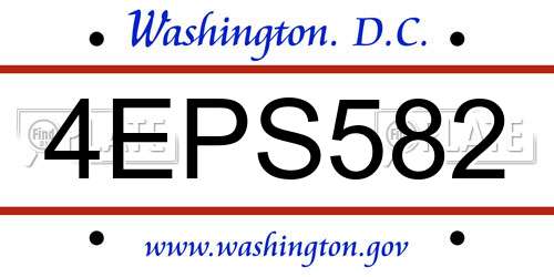 4EPS582 District Of Columbia License Plate