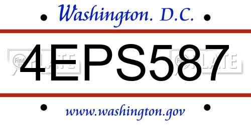 4EPS587 District Of Columbia License Plate