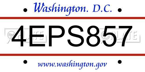 4EPS857 District Of Columbia License Plate