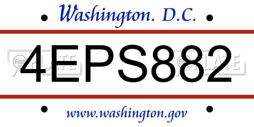 4EPS882 District Of Columbia License Plate