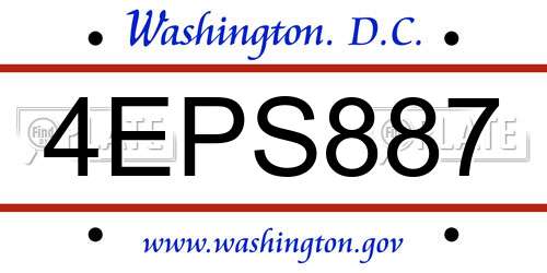 4EPS887 District Of Columbia License Plate