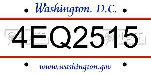4EQ2515 District Of Columbia License Plate