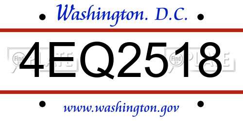 4EQ2518 District Of Columbia License Plate