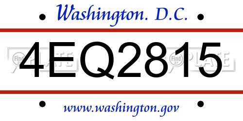 4EQ2815 District Of Columbia License Plate