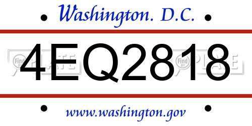 4EQ2818 District Of Columbia License Plate